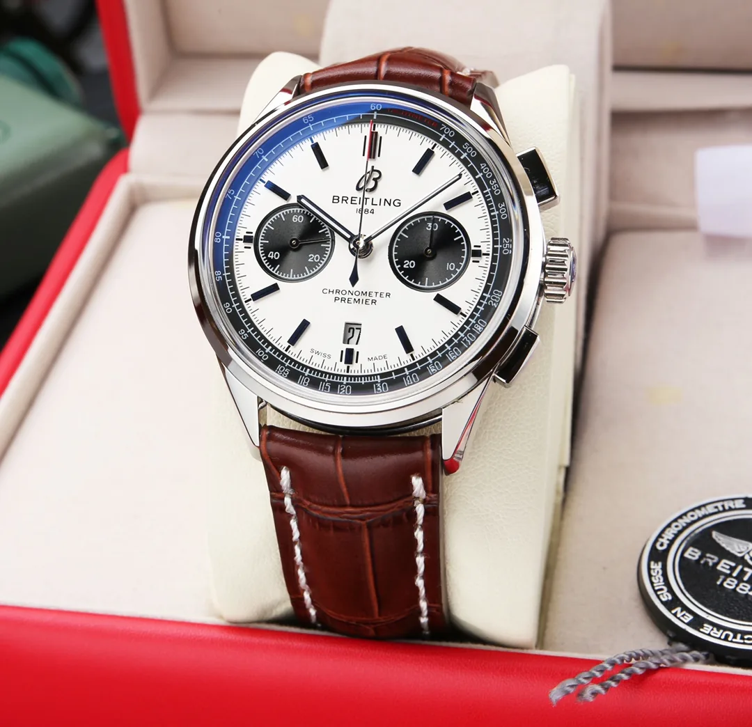 Swiss AAA Breitling Premier AB0118221G1P1 Replica Watch For Modern Gentlemen – White Panda Dial, Brown Leather Strap