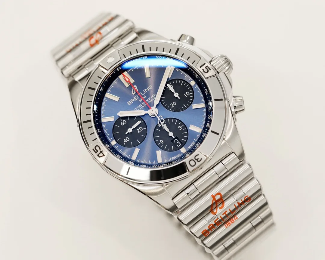 Breitling Chronomat AB0134101C1A1 Replica 42mm Swiss Watch,  Blue Dial, Stainless Steel Case