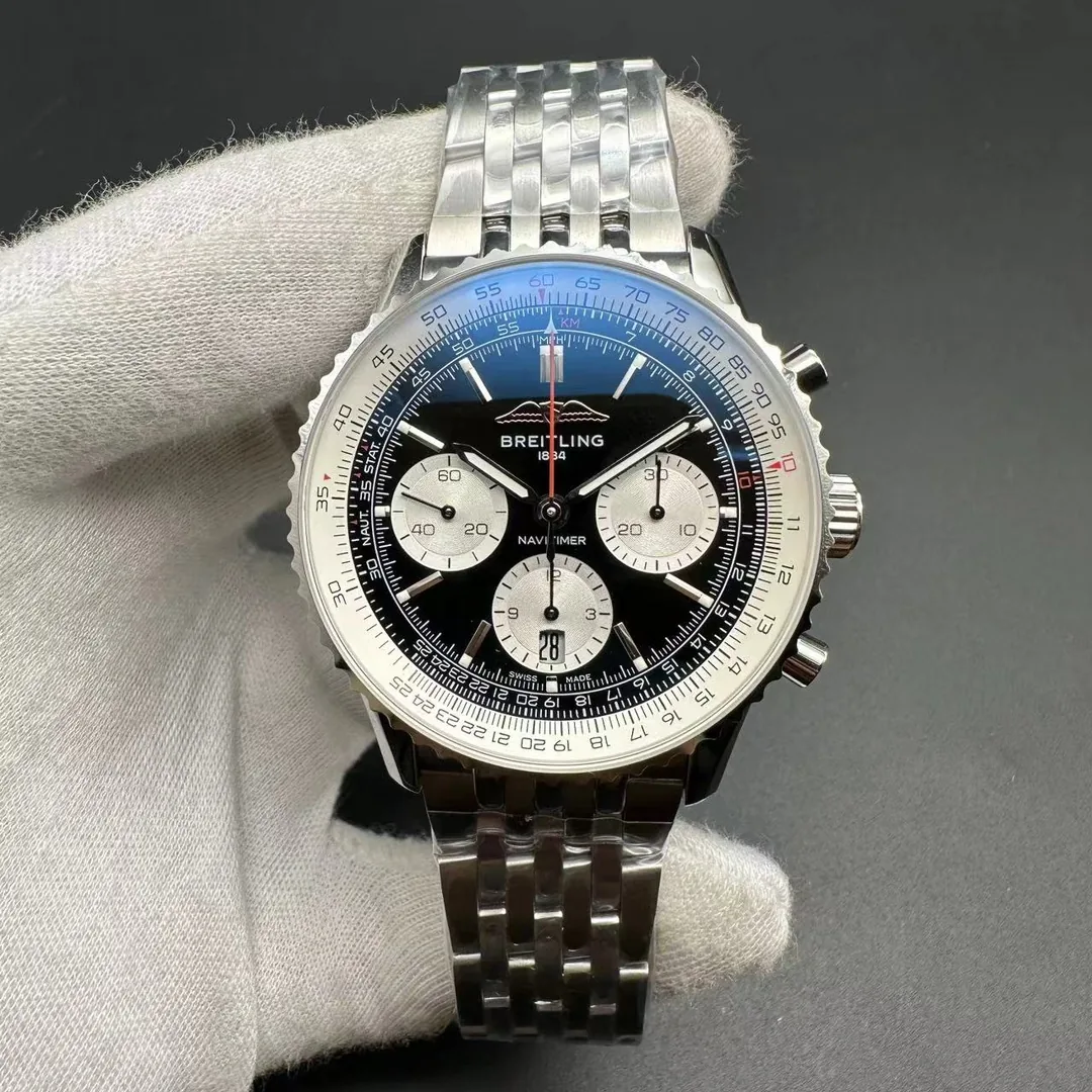 Top-Quality AAA 43mm Breitling Navitimer AB0138211B1A1 Replica – Stunning Black Dial & Transparent Back