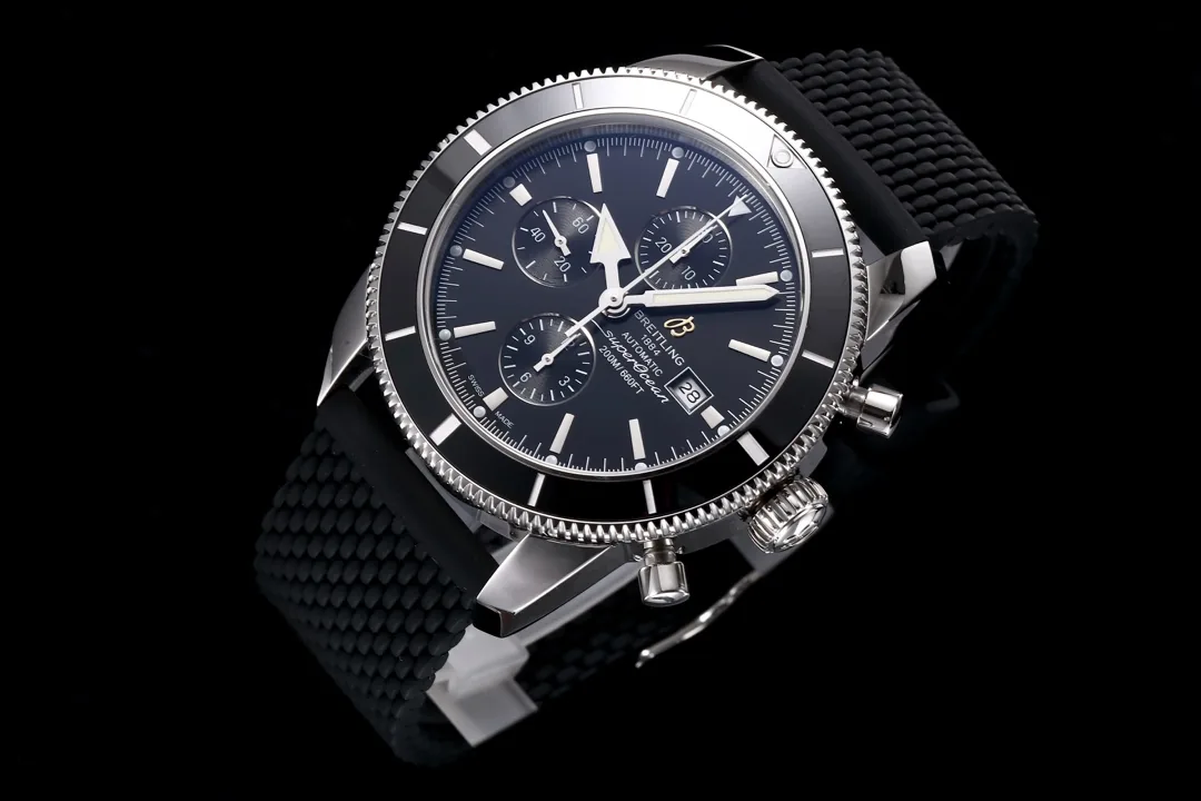 45mm Luxury Replica Breitling Superocean Heritage A13312 Black Dial & Rubber Strap Watch For Men