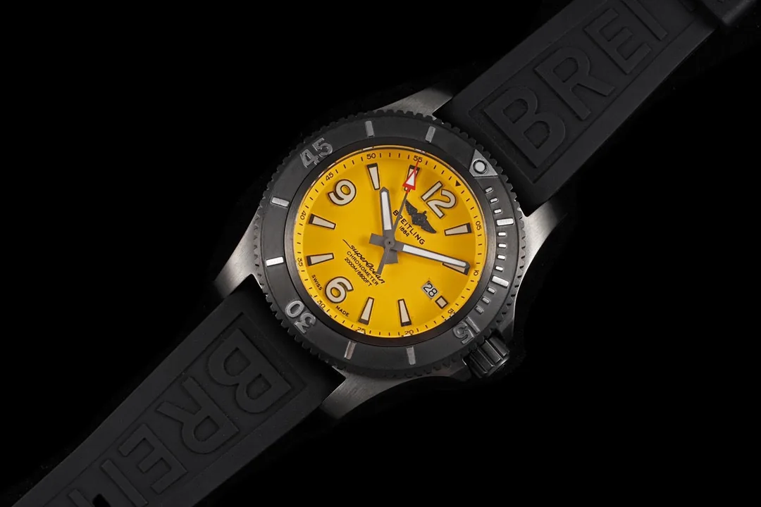High-Quality Swiss Breitling SuperOcean M17368D71I1S2 Replica Watch – Bold Yellow Dial, 46mm Black Case