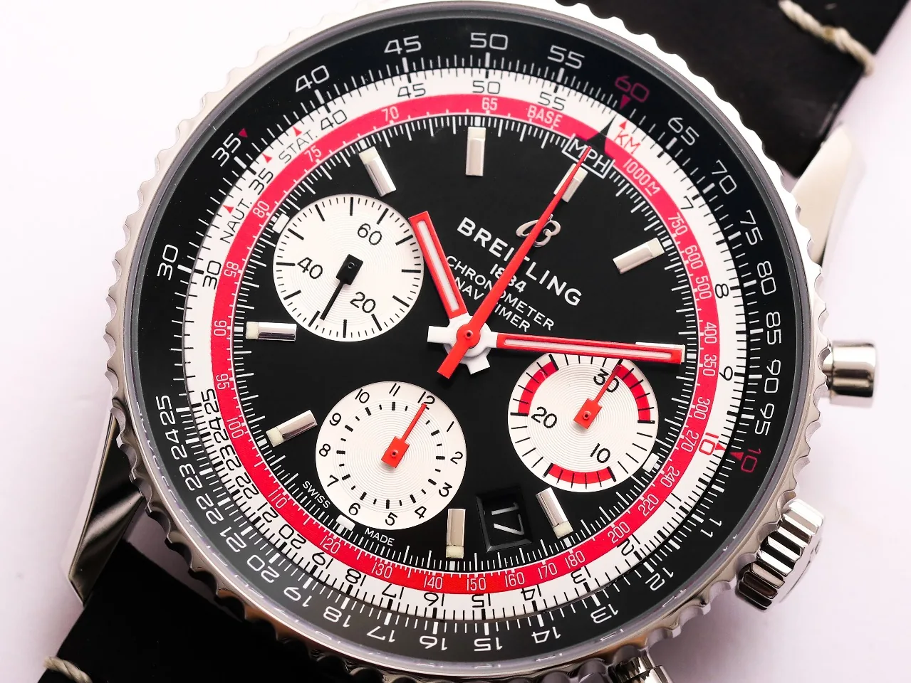 Premium Swiss Breitling Navitimer AB01211B1B1X2 Replica Swissair Edition 43mm Watch – Black Leather Strap