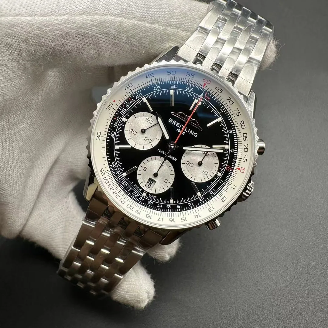 Top-Quality AAA 43mm Breitling Navitimer AB0138211B1A1 Replica – Stunning Black Dial & Transparent Back