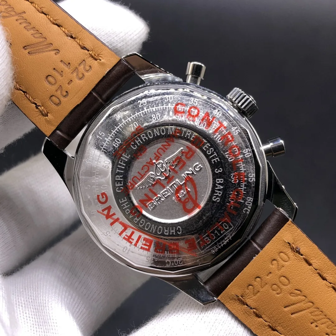 Premium Swiss Men’s Breitling Navitimer AB0123 Replica Watch With White Dial & Brown Leather Strap