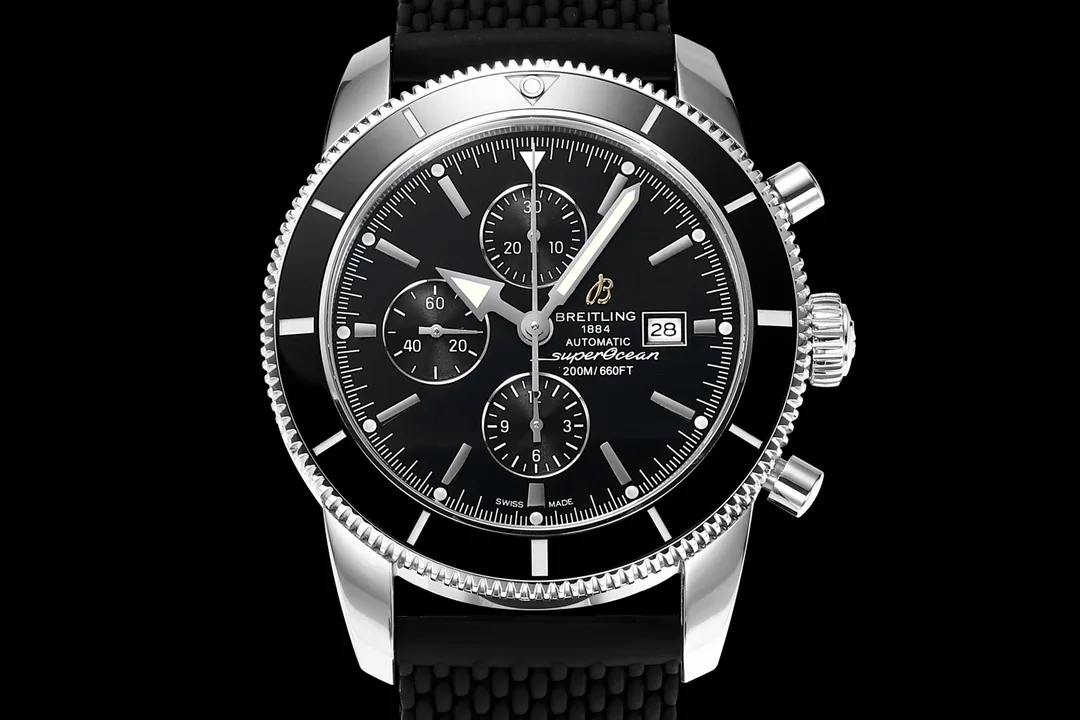 45mm Luxury Replica Breitling Superocean Heritage A13312 Black Dial & Rubber Strap Watch For Men