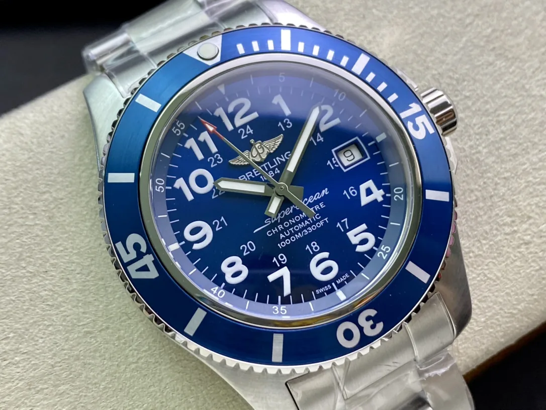 High-End Swiss Breitling Superocean II A17392D81C1A1 Replica Watch – 44mm Stainless Steel Case, Gun Blue Dial