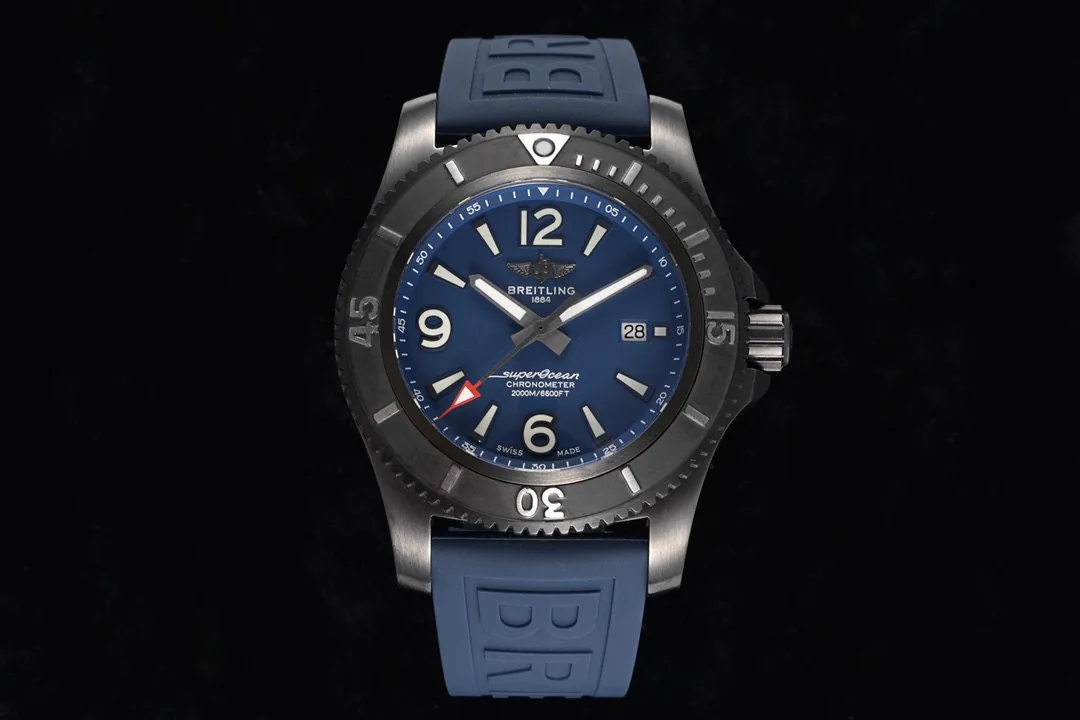 Swiss Replica Breitling Superocean M17368D71C1S1 46mm Blue Dial Diver Watch With Sapphire Glass And Rubber Strap