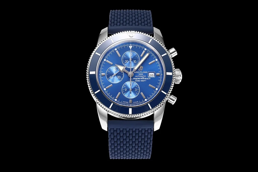 Swiss Breitling Superocean Heritage II A1331216/C963 Replica Watch – Blue Dial, Blue Ceramic Bezel & Rubber Strap