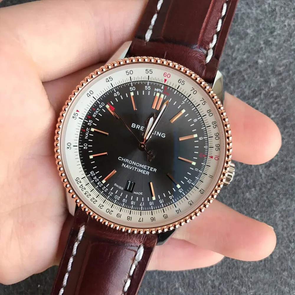 Best Swiss Breitling Navitimer U17326211M1P2 Replica Watch with Brown Leather Strap And Anthracite Dial