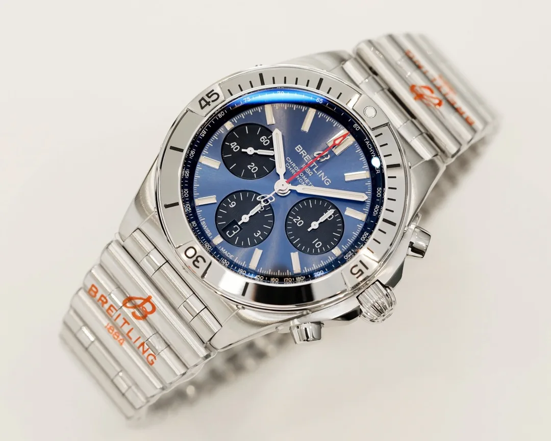 Breitling Chronomat AB0134101C1A1 Replica 42mm Swiss Watch,  Blue Dial, Stainless Steel Case