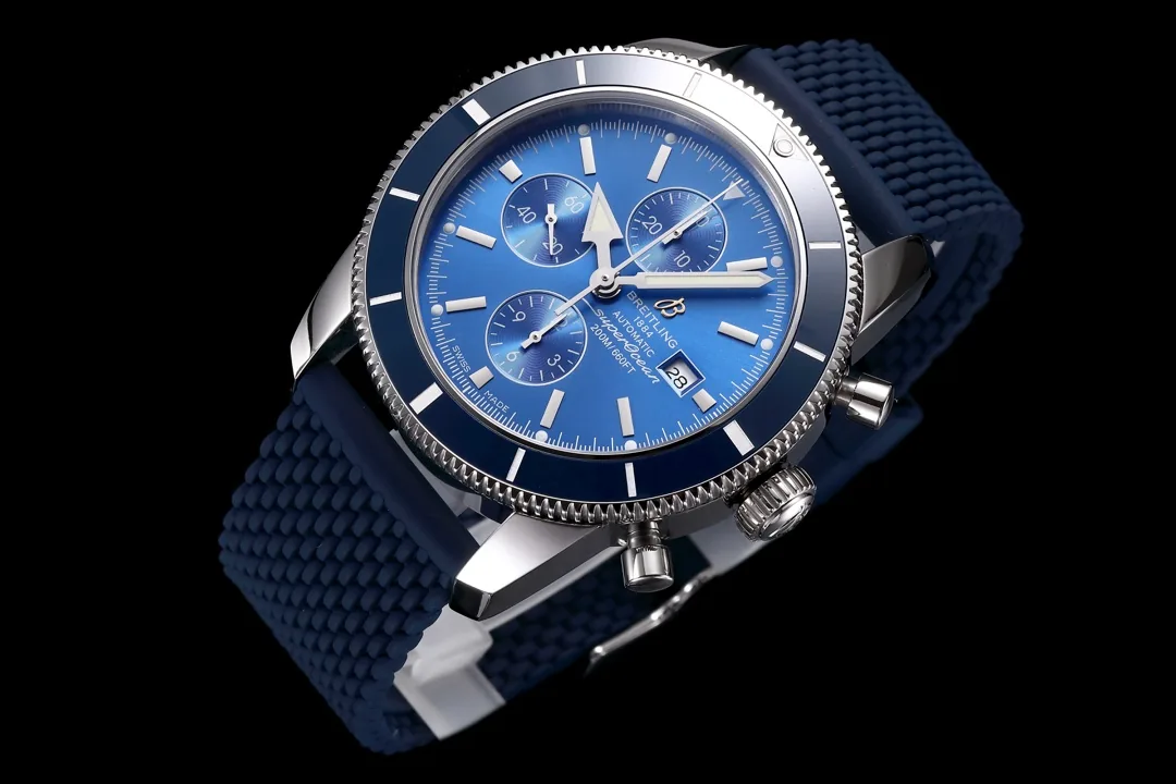 Swiss Breitling Superocean Heritage II A1331216/C963 Replica Watch – Blue Dial, Blue Ceramic Bezel & Rubber Strap